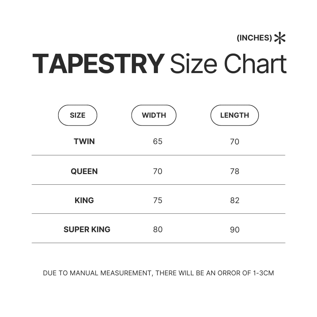 Tapestry Size Chart - Horimiya Merch