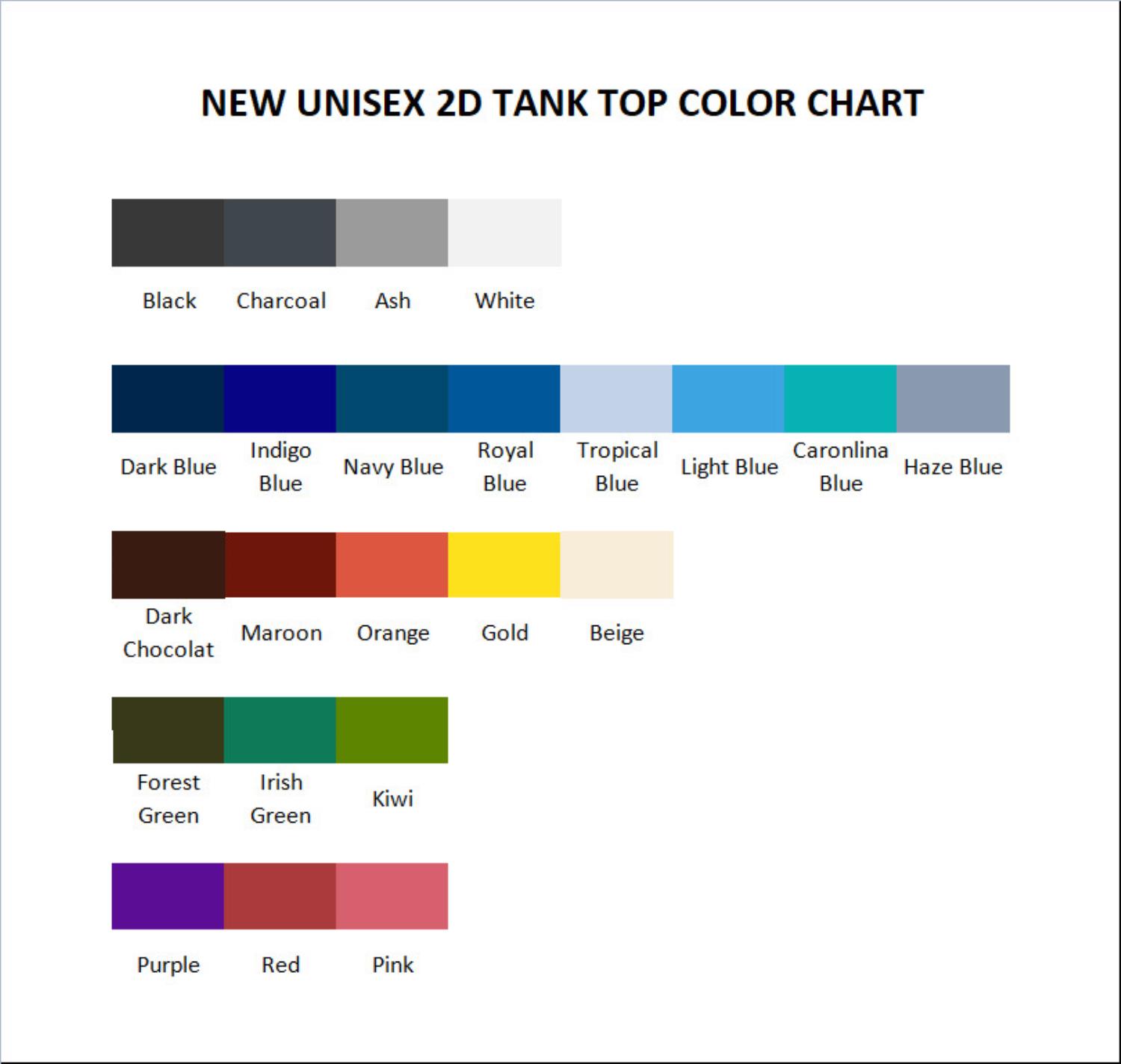 tank top color chart - Horimiya Merch